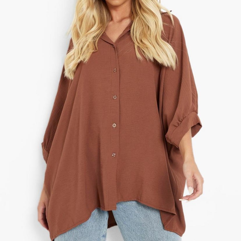 Oversized Textured Volume Sleeve Shirt